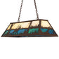 Meyda Lighting Elk at Lake 48" 9-Light Cafe Noir Island Pendant Light With Beige & Blue Green Ripple Art Shade Glass