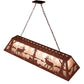 Meyda Lighting Elk at Lake 60" 9-Light Rust Island Pendant Light With Silver Mica Shade Glass