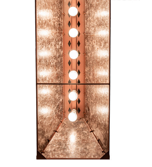 Meyda Lighting Elk at Lake 60" 9-Light Rust Island Pendant Light With Silver Mica Shade Glass