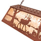 Meyda Lighting Elk at Lake 72" 11-Light Rust Island Pendant Light With Silver Mica Shade Glass