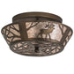 Meyda Lighting Elk on the Loose 16" 2-Light Antique Copper Flush Mount Light With Silver Mica Shade Glass