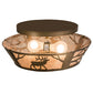 Meyda Lighting Elk on the Loose 16" 2-Light Antique Copper Flush Mount Light With Silver Mica Shade Glass