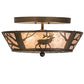 Meyda Lighting Elk on the Loose 16" 2-Light Antique Copper Flush Mount Light With Silver Mica Shade Glass