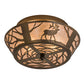 Meyda Lighting Elk on the Loose 16" 2-Light Antique Copper Flush Mount Light With Silver Mica Shade Glass