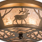 Meyda Lighting Elk on the Loose 16" 2-Light Antique Copper Flush Mount Light With Silver Mica Shade Glass