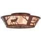 Meyda Lighting Elk on the Loose 22" 4-Light Rust Flush Mount Light With Silver Mica Shade Glass