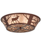 Meyda Lighting Elk on the Loose 22" 4-Light Rust Flush Mount Light With Silver Mica Shade Glass