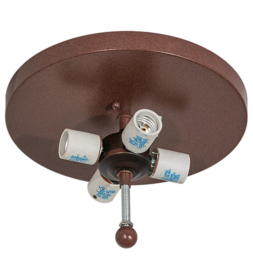 Meyda Lighting Elk on the Loose 22" 4-Light Rust Flush Mount Light With Silver Mica Shade Glass