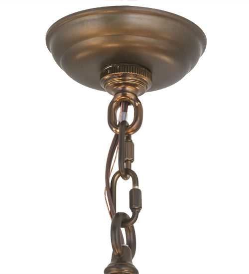Meyda Lighting Elk on the Loose 34" 8-Light Antique Copper Chandelier With Silver Mica Shade Glass and Amber Faux Candlelight