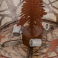 Meyda Lighting Elk on the Loose 35" 8-Light 5-Arm Rust Chandelier With Silver Mica Shade Glass