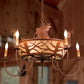 Meyda Lighting Elk on the Loose 35" 8-Light 5-Arm Rust Chandelier With Silver Mica Shade Glass