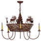 Meyda Lighting Elk on the Loose 35" 8-Light 5-Arm Rust Chandelier With Silver Mica Shade Glass