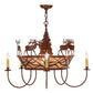 Meyda Lighting Elk on the Loose 35" 8-Light 5-Arm Rust Chandelier With Silver Mica Shade Glass