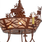Meyda Lighting Elk on the Loose 35" 8-Light 5-Arm Rust Chandelier With Silver Mica Shade Glass