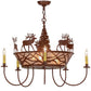 Meyda Lighting Elk on the Loose 35" 8-Light 5-Arm Rust Chandelier With Silver Mica Shade Glass