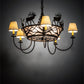Meyda Lighting Elk on the Loose 35" 8-Light Antique Copper Chandelier With Silver Mica Glass & Aged Celadon Parchment Shade