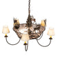 Meyda Lighting Elk on the Loose 35" 8-Light Antique Copper Chandelier With Silver Mica Glass & Aged Celadon Parchment Shade