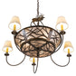 Meyda Lighting Elk on the Loose 35" 8-Light Antique Copper Chandelier With Silver Mica Glass & Aged Celadon Parchment Shade