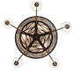 Meyda Lighting Elk on the Loose 35" 8-Light Antique Copper Chandelier With Silver Mica Glass & Aged Celadon Parchment Shade