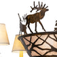 Meyda Lighting Elk on the Loose 35" 8-Light Antique Copper Chandelier With Silver Mica Glass & Aged Celadon Parchment Shade