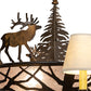 Meyda Lighting Elk on the Loose 35" 8-Light Antique Copper Chandelier With Silver Mica Glass & Aged Celadon Parchment Shade
