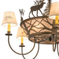 Meyda Lighting Elk on the Loose 36" 8-Light Antique Copper Chandelier With Silver Mica Glass and White Textrene Shade