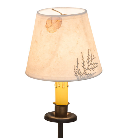 Meyda Lighting Elk on the Loose 36" 8-Light Antique Copper Chandelier With Silver Mica Glass and White Textrene Shade