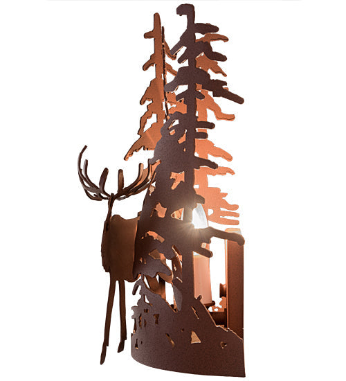 Meyda Lighting Elk through the Trees 11" Rust Wall Sconce