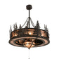 Meyda Lighting Elk through the Trees 45" 11-Light Oil Rubbed Bronze Chandelier With Silver Mica Shade Glass and Fan