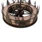 Meyda Lighting Elk through the Trees 45" 11-Light Oil Rubbed Bronze Chandelier With Silver Mica Shade Glass and Fan