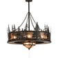 Meyda Lighting Elk through the Trees 45" 11-Light Oil Rubbed Bronze Chandelier With Silver Mica Shade Glass and Fan