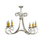 Meyda Lighting Elon 35" 6-Light Brushed Nickel Chandelier With Amber Faux Candlelight