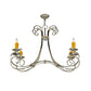 Meyda Lighting Elon 35" 6-Light Brushed Nickel Chandelier With Amber Faux Candlelight
