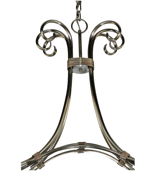Meyda Lighting Elon 35" 6-Light Brushed Nickel Chandelier With Amber Faux Candlelight
