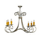 Meyda Lighting Elon 35" 6-Light Brushed Nickel Chandelier With Amber Faux Candlelight