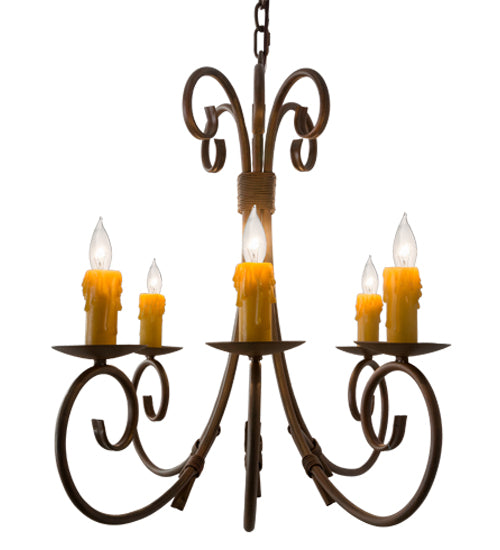 Meyda Lighting Elon 36" 6-Light Cortez Gold Island Chandelier With Amber Faux Candlelight