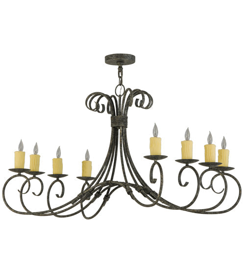 Meyda Lighting Elon 48" 8-Light Blackwash Chandelier With Ivory Faux Candlelight