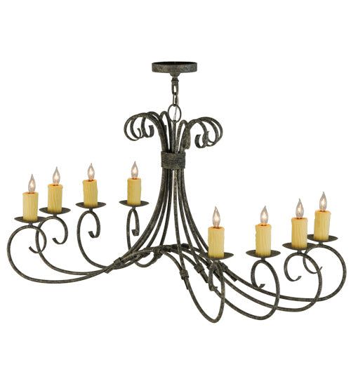 Meyda Lighting Elon 48" 8-Light Blackwash Chandelier With Ivory Faux Candlelight