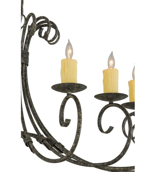 Meyda Lighting Elon 48" 8-Light Blackwash Chandelier With Ivory Faux Candlelight