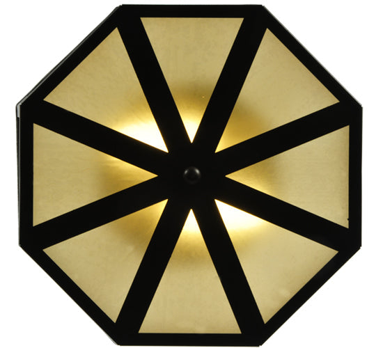 Meyda Lighting Eltham 16" 2-Light Timeless Bronze Flush Mount Light With Amber Shade Glass
