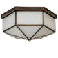 Meyda Lighting Eltham 16" LED Antique Brass Flush Mount Light With White Art Shade Glass