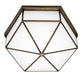 Meyda Lighting Eltham 16" LED Antique Brass Flush Mount Light With White Art Shade Glass