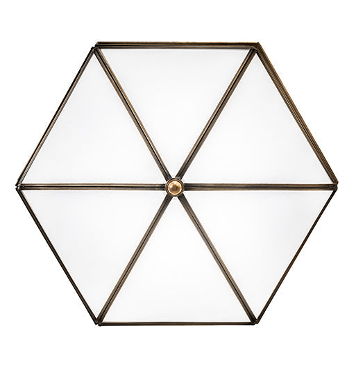 Meyda Lighting Eltham 16" LED Antique Brass Flush Mount Light With White Art Shade Glass