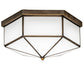 Meyda Lighting Eltham 16" LED Antique Brass Flush Mount Light With White Art Shade Glass