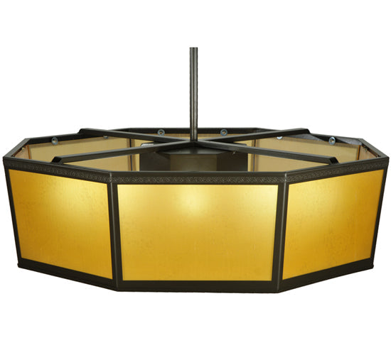 Meyda Lighting Eltham 241396 36" 4-Light Timeless Bronze Semi-flush Mount Light With Amber Shade Glass