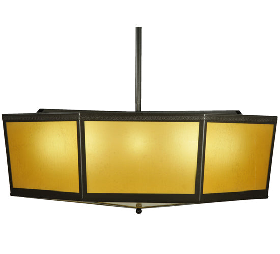 Meyda Lighting Eltham 36" 4-Light Timeless Bronze Semi-flush Mount Light With Amber Shade Glass