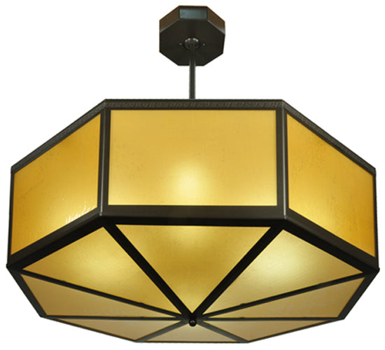 Meyda Lighting Eltham 36" 4-Light Timeless Bronze Semi-flush Mount Light With Amber Shade Glass