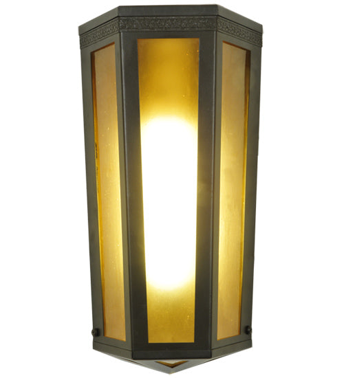 Meyda Lighting Eltham 7" Timeless Bronze Wall Sconce With Amber Shade Glass