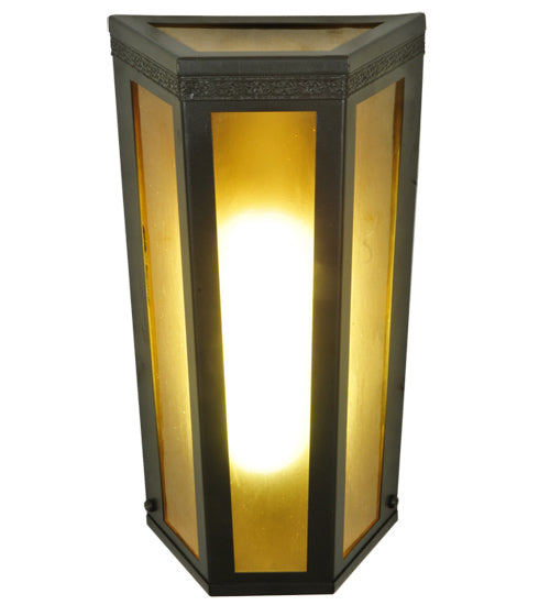 Meyda Lighting Eltham 7" Timeless Bronze Wall Sconce With Amber Shade Glass