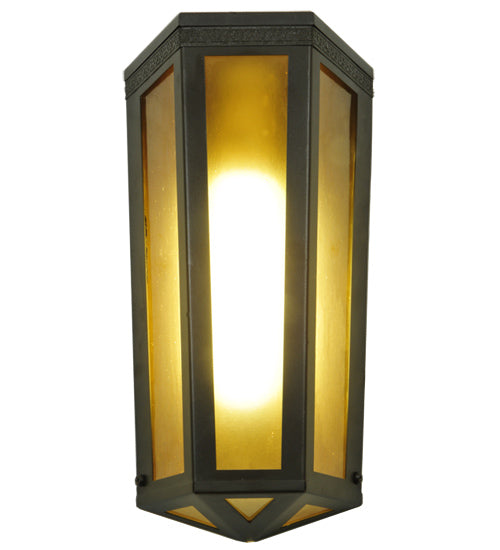 Meyda Lighting Eltham 7" Timeless Bronze Wall Sconce With Amber Shade Glass